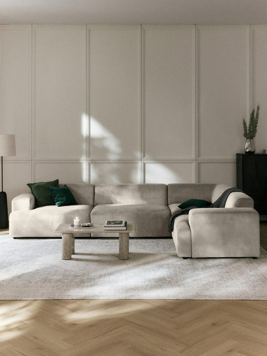 Großes Cord-Ecksofa Melva (4-Sitzer)