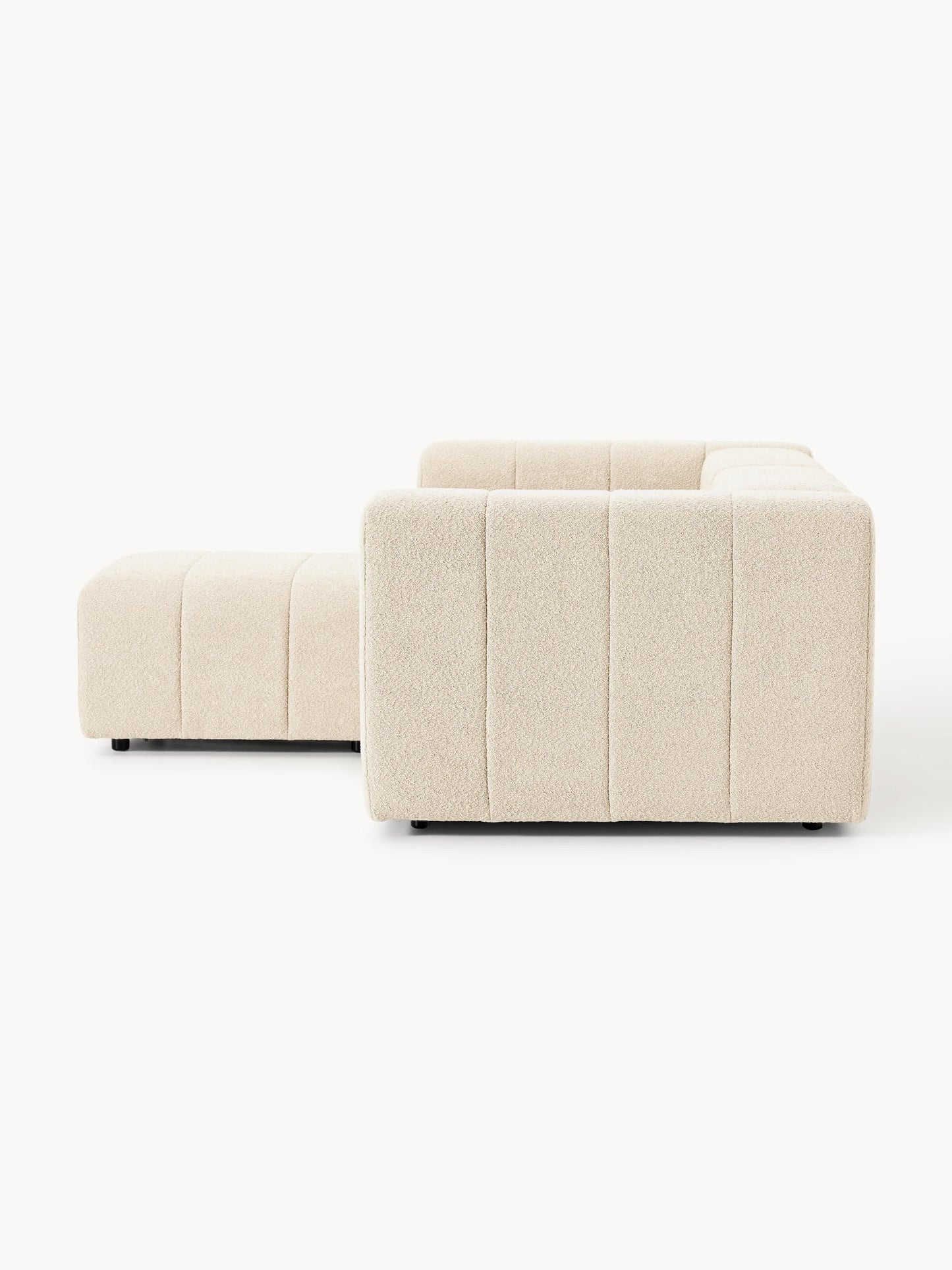 Modulares Bouclé-Sofa Lena (3-Sitzer) mit Hocker (links/rechts)