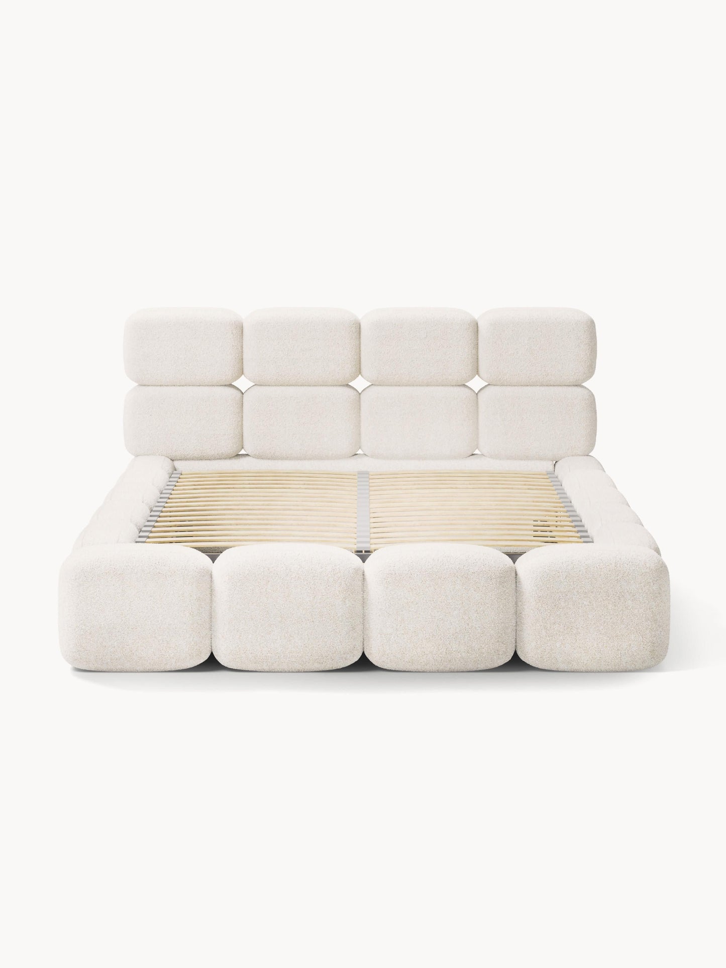 Polsterbett Tayla aus Teddy-Bouclé mit Stauraum