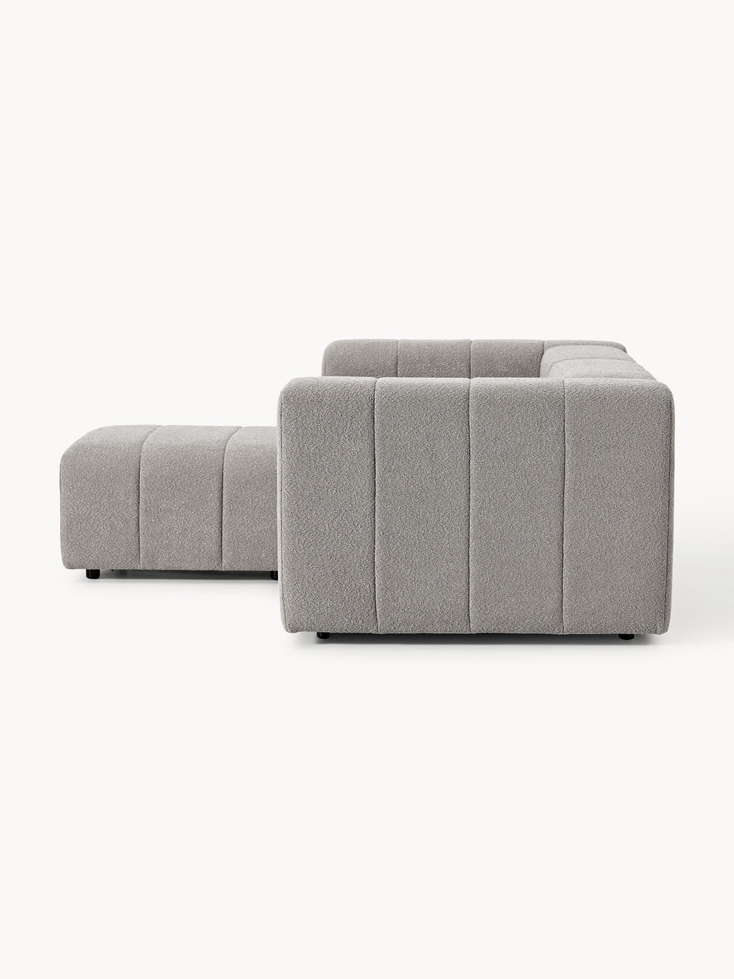 Modulares Bouclé-Sofa Lena (3-Sitzer) mit Hocker (links/rechts)