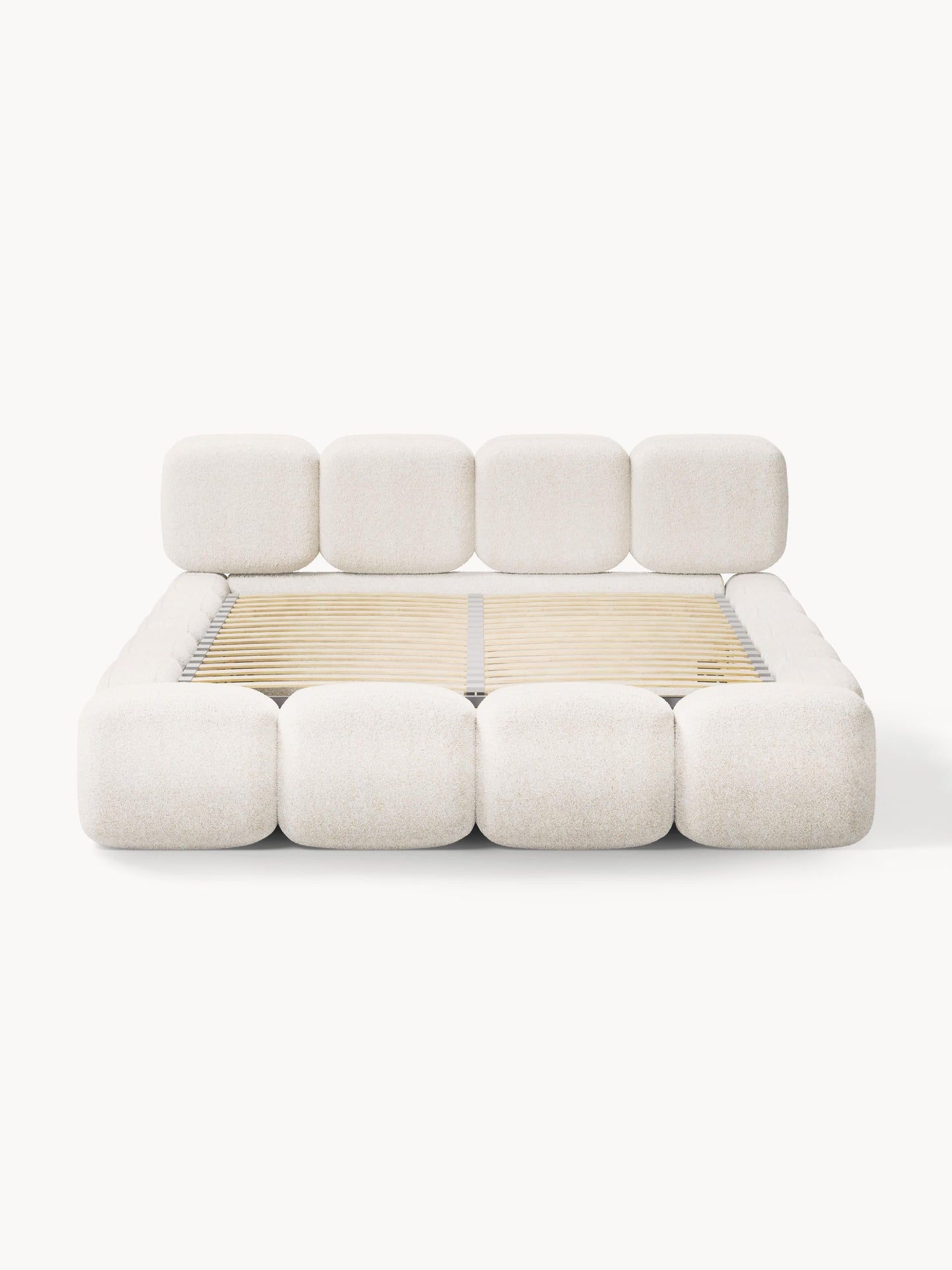 Polsterbett Tayla aus Teddy-Bouclé mit Stauraum