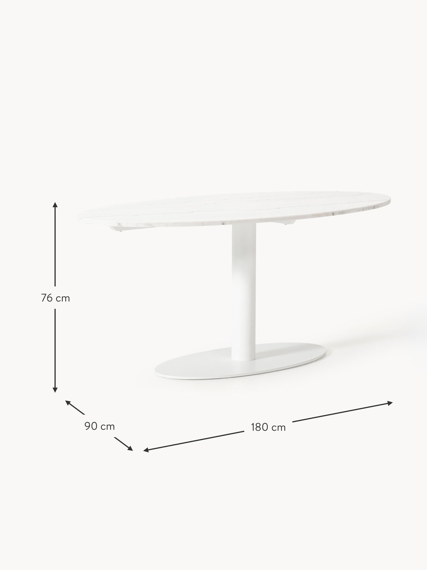 Ovaler Marmor-Esstisch Miley, 180 x 90 cm