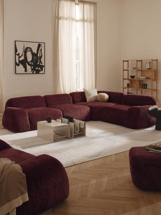 Modulares Teddy-Bouclé-Ecksofa Wolke (4-Sitzer)