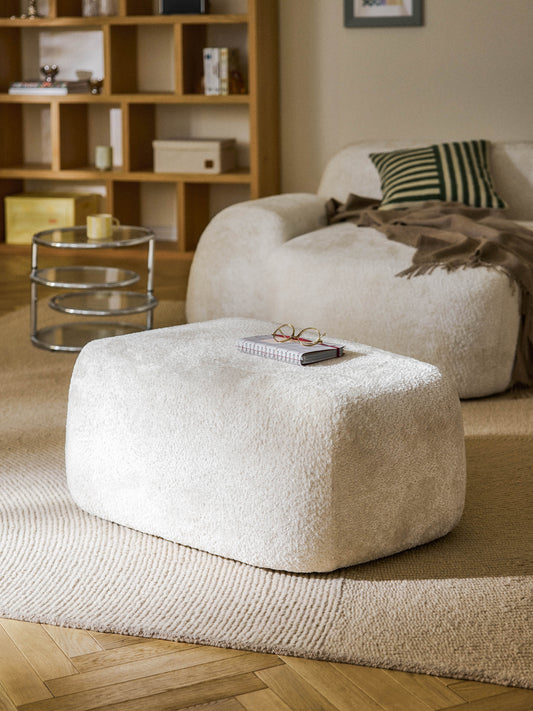 Großer Sofa-Hocker Wolke aus Teddy-Bouclé