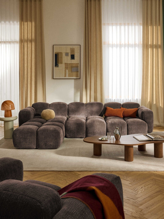 Modulares Sofa Tayla (4-Sitzer) mit Hocker (links/rechts)