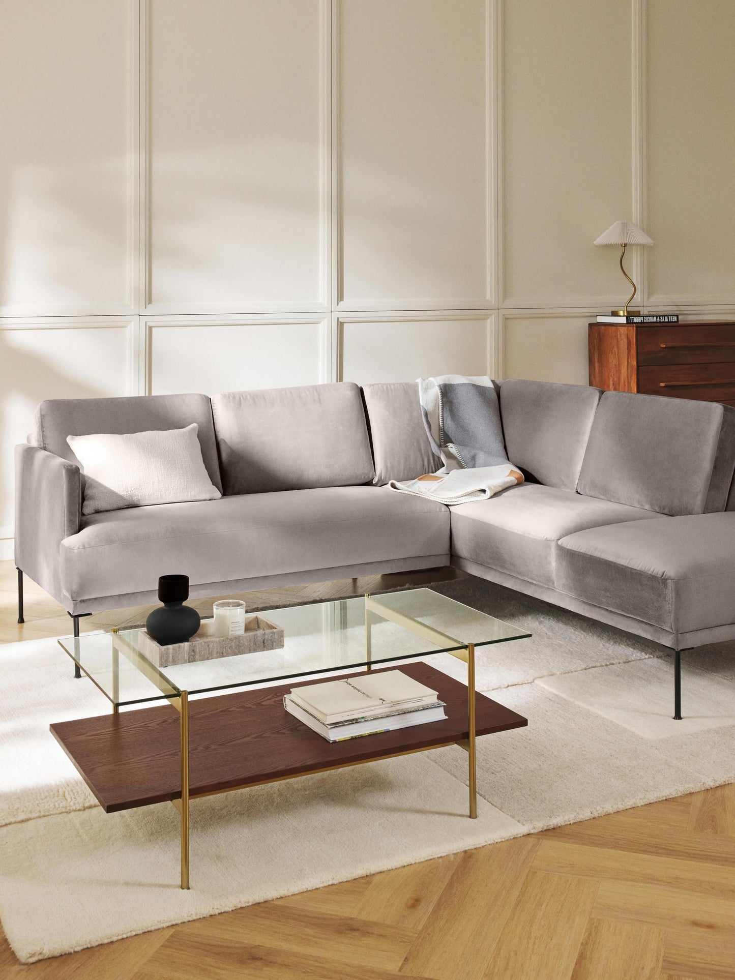 Samt-Ecksofa Fluente