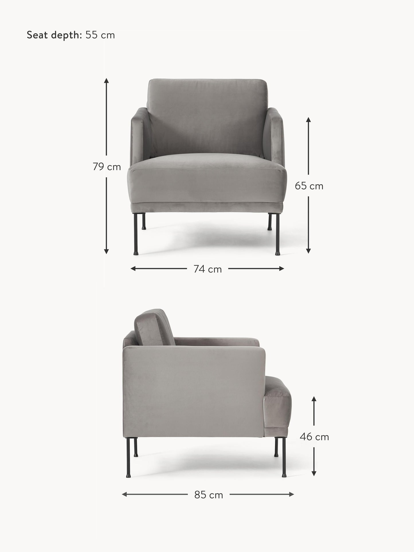Samt-Sessel Fluente