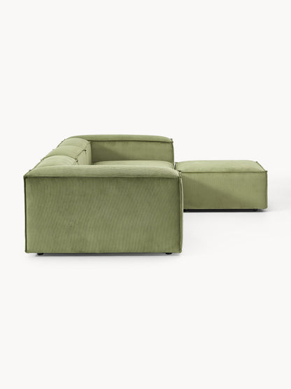 Modulares Sofa Lennon (4-Sitzer) aus Cord mit Hocker (links/rechts)