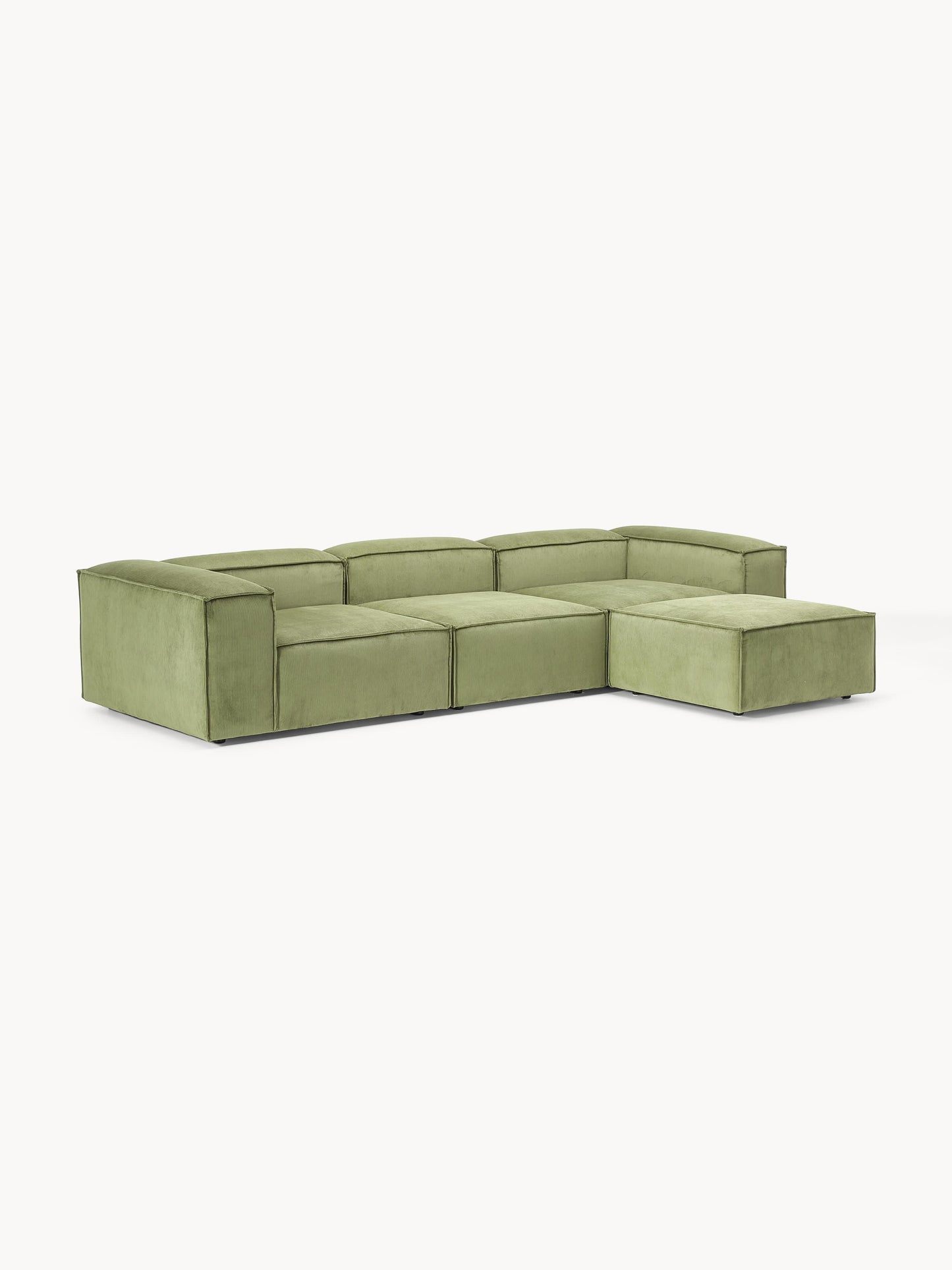 Modulares Sofa Lennon (4-Sitzer) aus Cord mit Hocker (links/rechts)