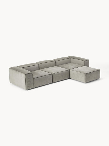Modulares Sofa Lennon (4-Sitzer) aus Cord mit Hocker (links/rechts)