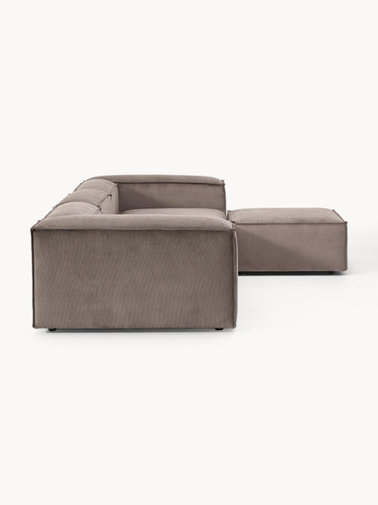 Modulares Sofa Lennon (4-Sitzer) aus Cord mit Hocker (links/rechts)