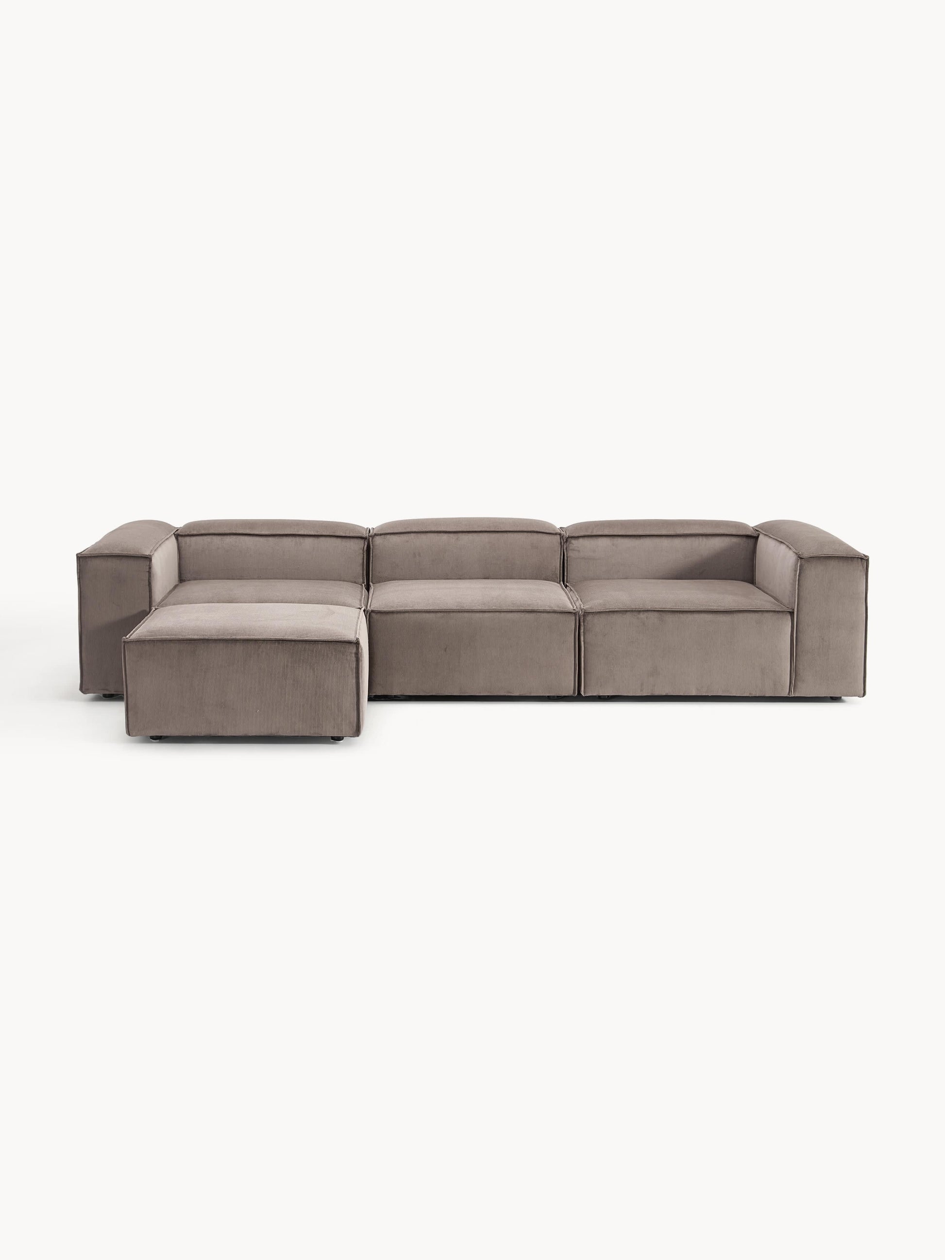 Modulares Sofa Lennon (4-Sitzer) aus Cord mit Hocker (links/rechts)