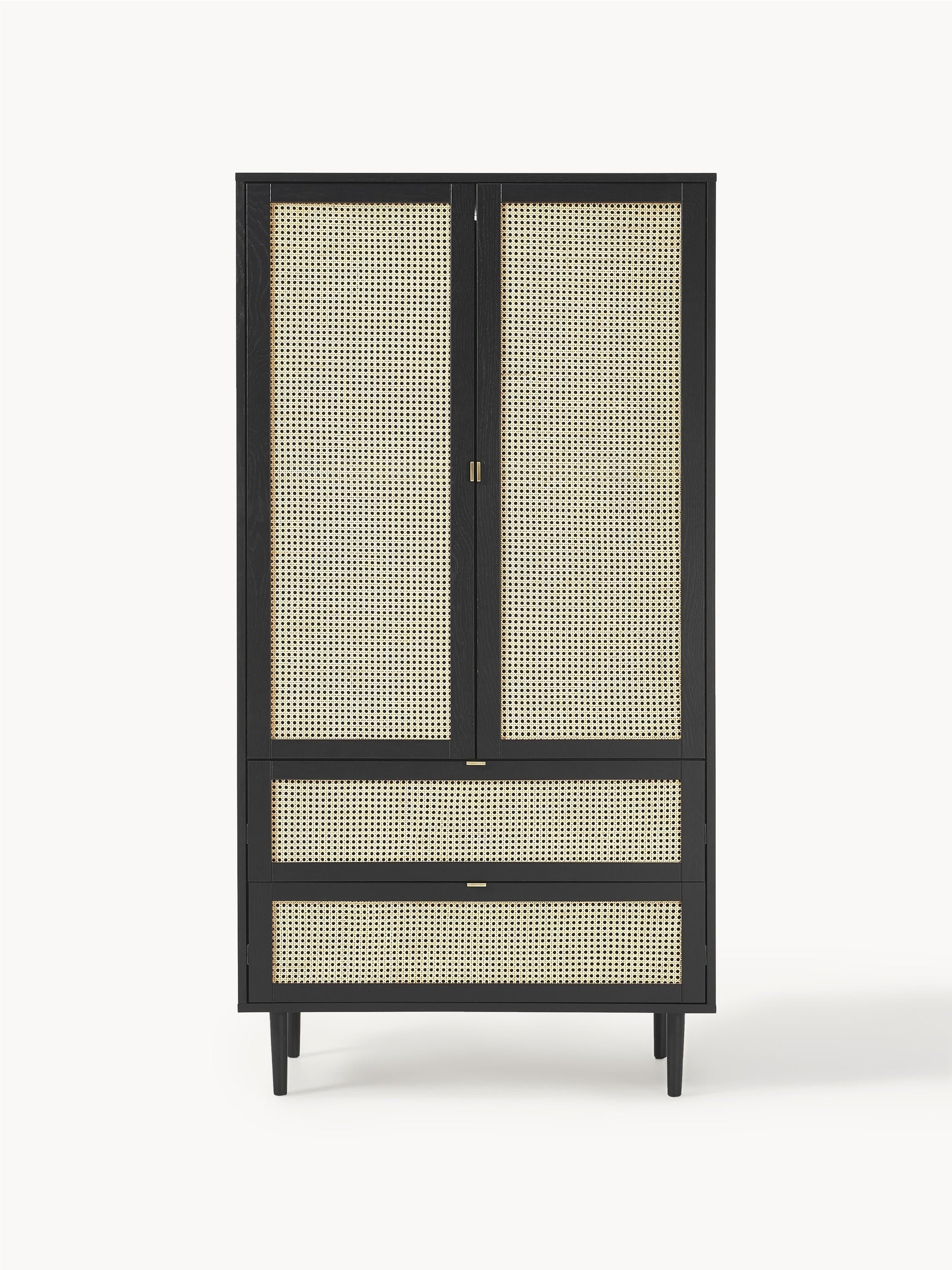 Kleiner Kleiderschrank Aries mit Wiener Geflecht, 2-türig