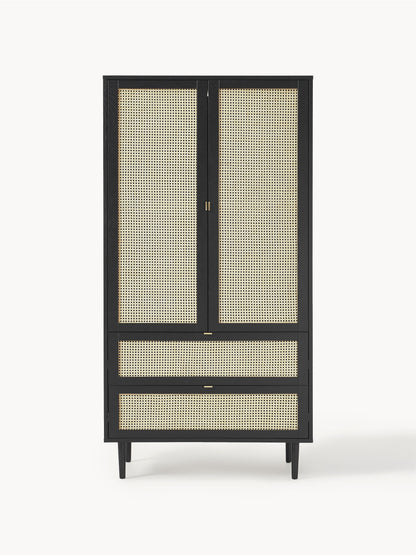 Kleiner Kleiderschrank Aries mit Wiener Geflecht, 2-türig