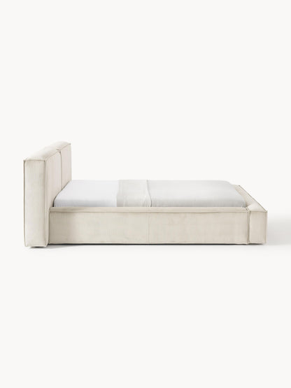 Polsterbett Lennon aus Cord mit Stauraum