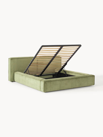 Polsterbett Lennon aus Cord mit Stauraum