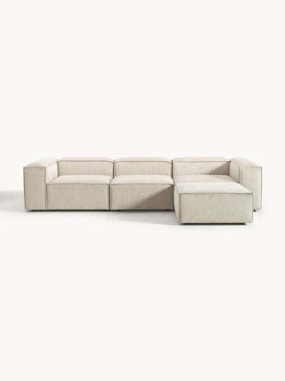 Galeriebild 1 - Modulares Sofa Lennon (4-Sitzer) aus Cord mit Hocker (links/rechts)