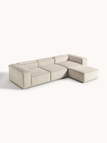Modulares Sofa Lennon (4-Sitzer) aus Cord mit Hocker (links/rechts)