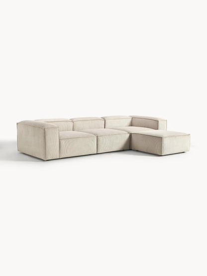 Modulares Sofa Lennon (4-Sitzer) aus Cord mit Hocker (links/rechts)