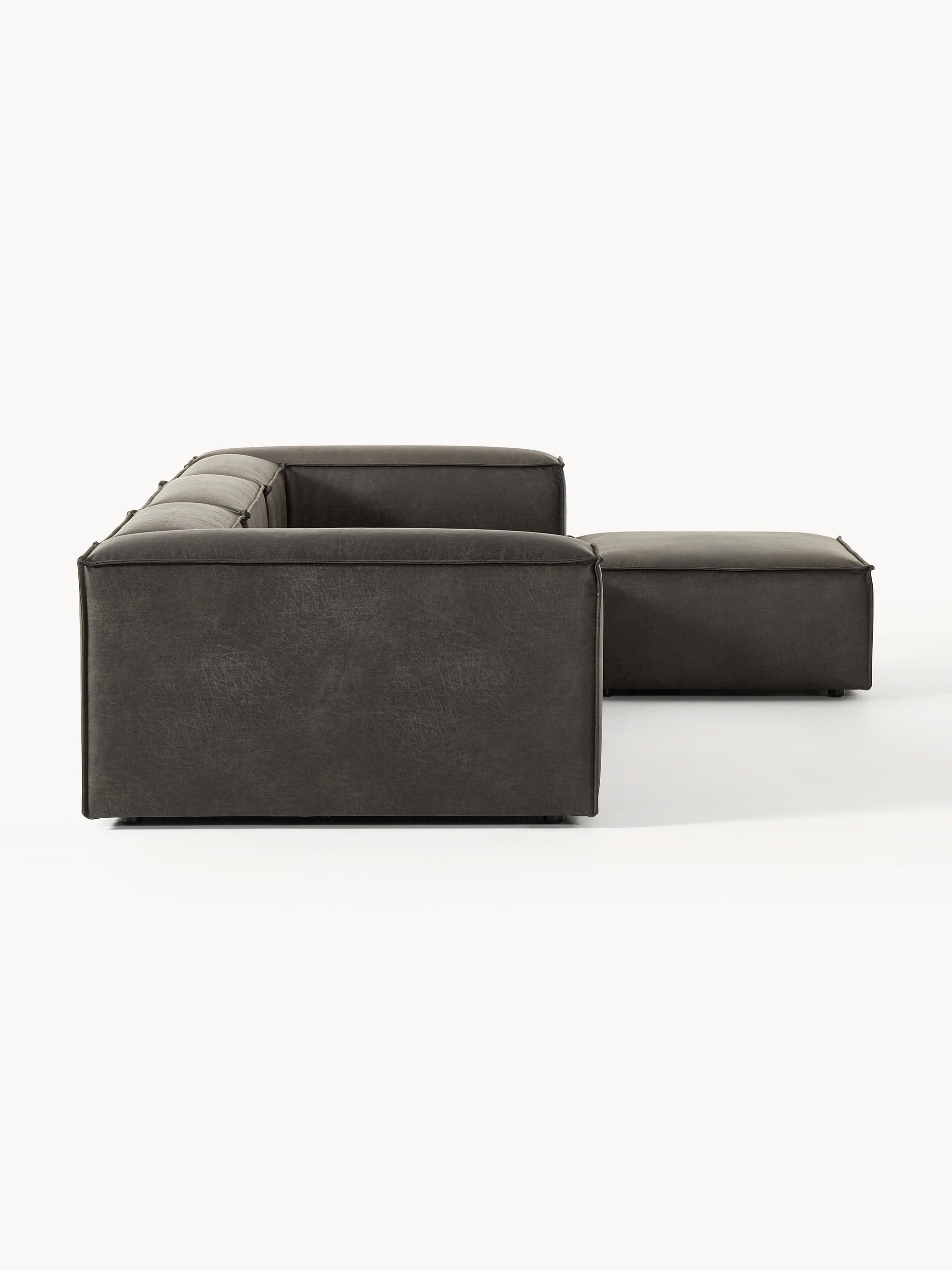 Modulares Sofa Lennon (4-Sitzer) aus Leder mit Hocker (links/rechts)