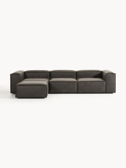 Modulares Sofa Lennon (4-Sitzer) aus Leder mit Hocker (links/rechts)