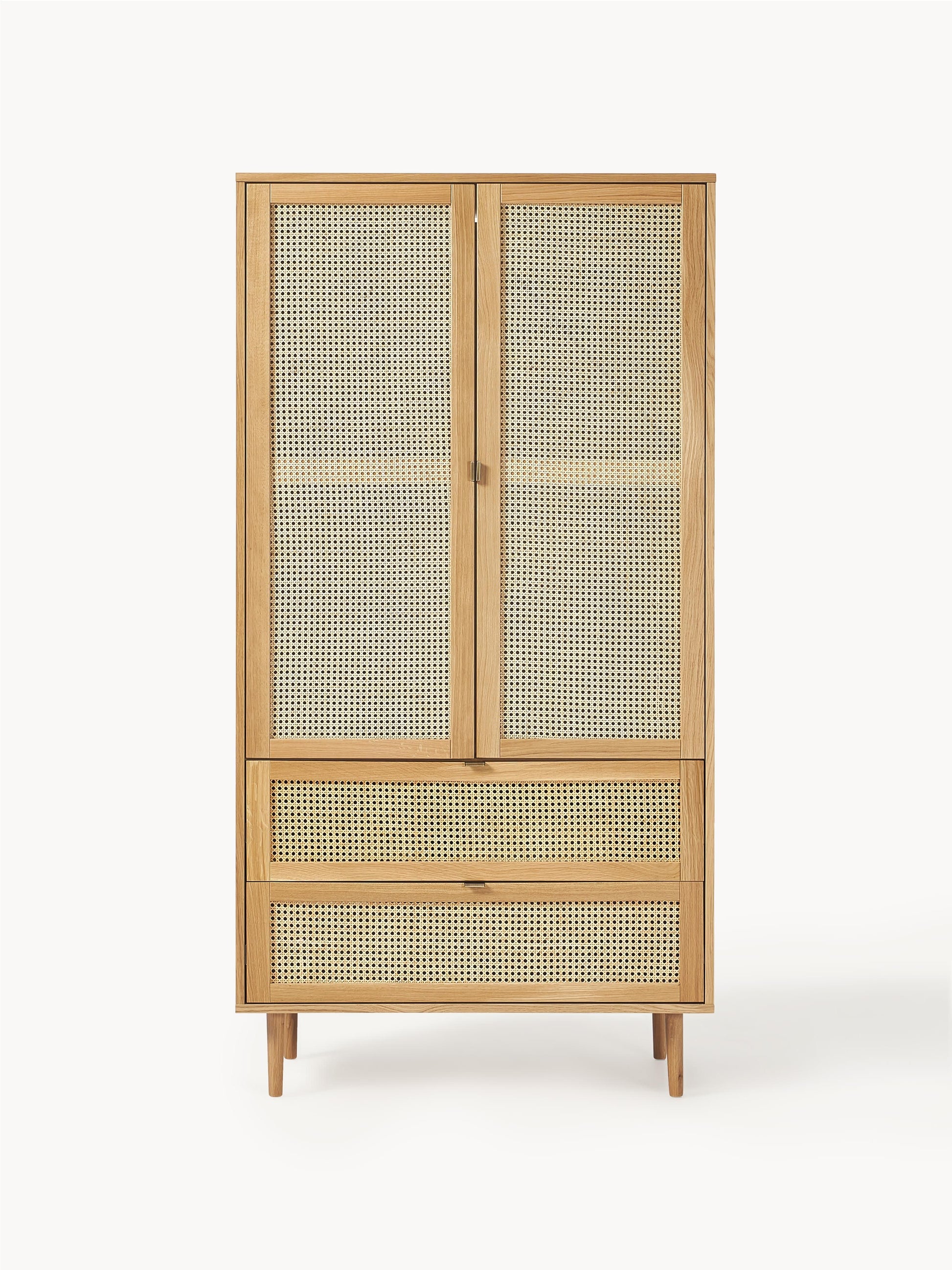 Kleiner Kleiderschrank Aries mit Wiener Geflecht, 2-türig