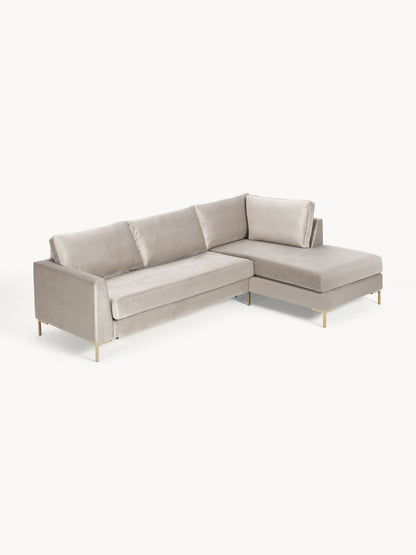 Samt-Schlafsofa Luna mit Matratze, 3-Sitzer