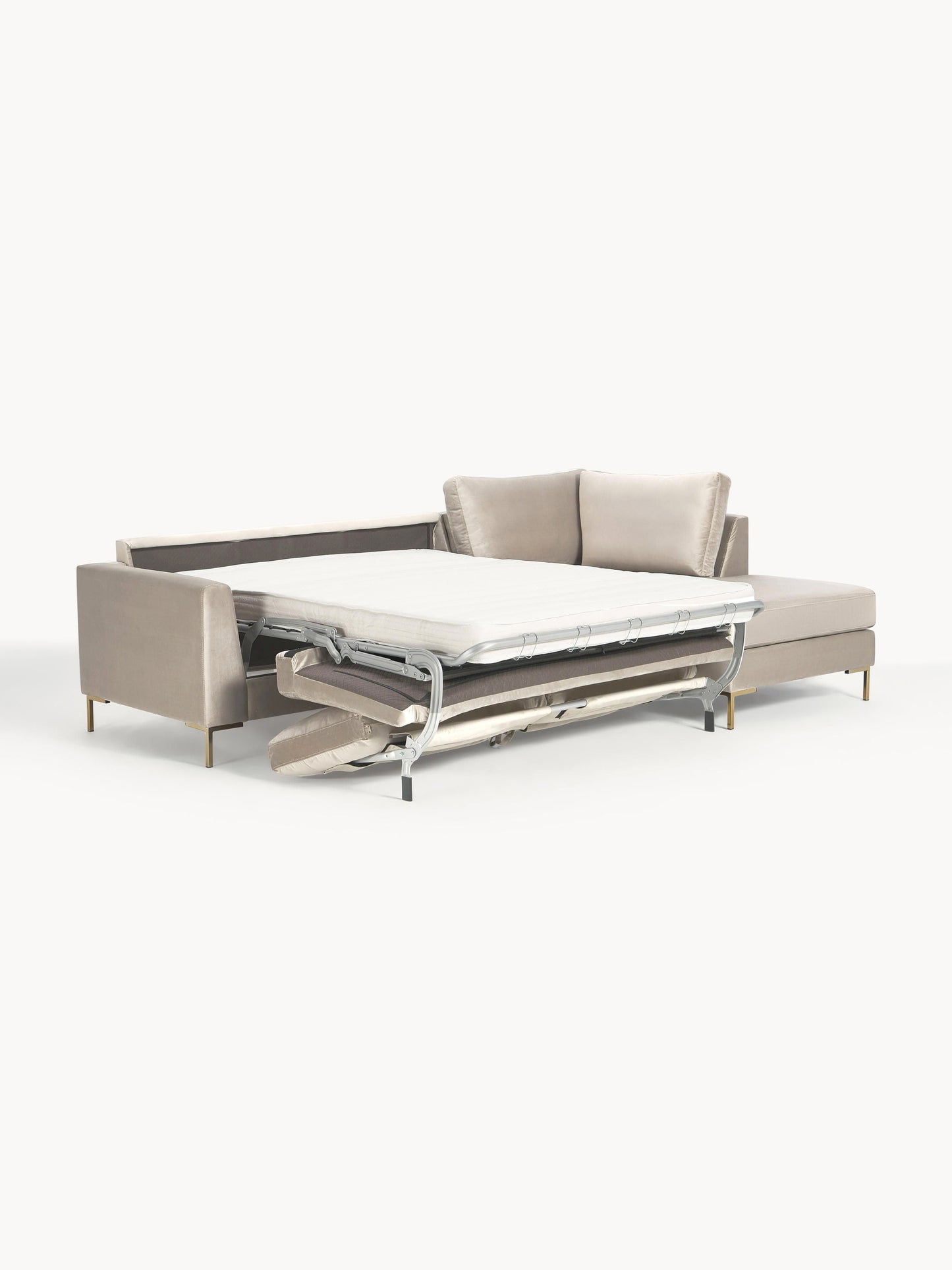Samt-Schlafsofa Luna mit Matratze, 3-Sitzer