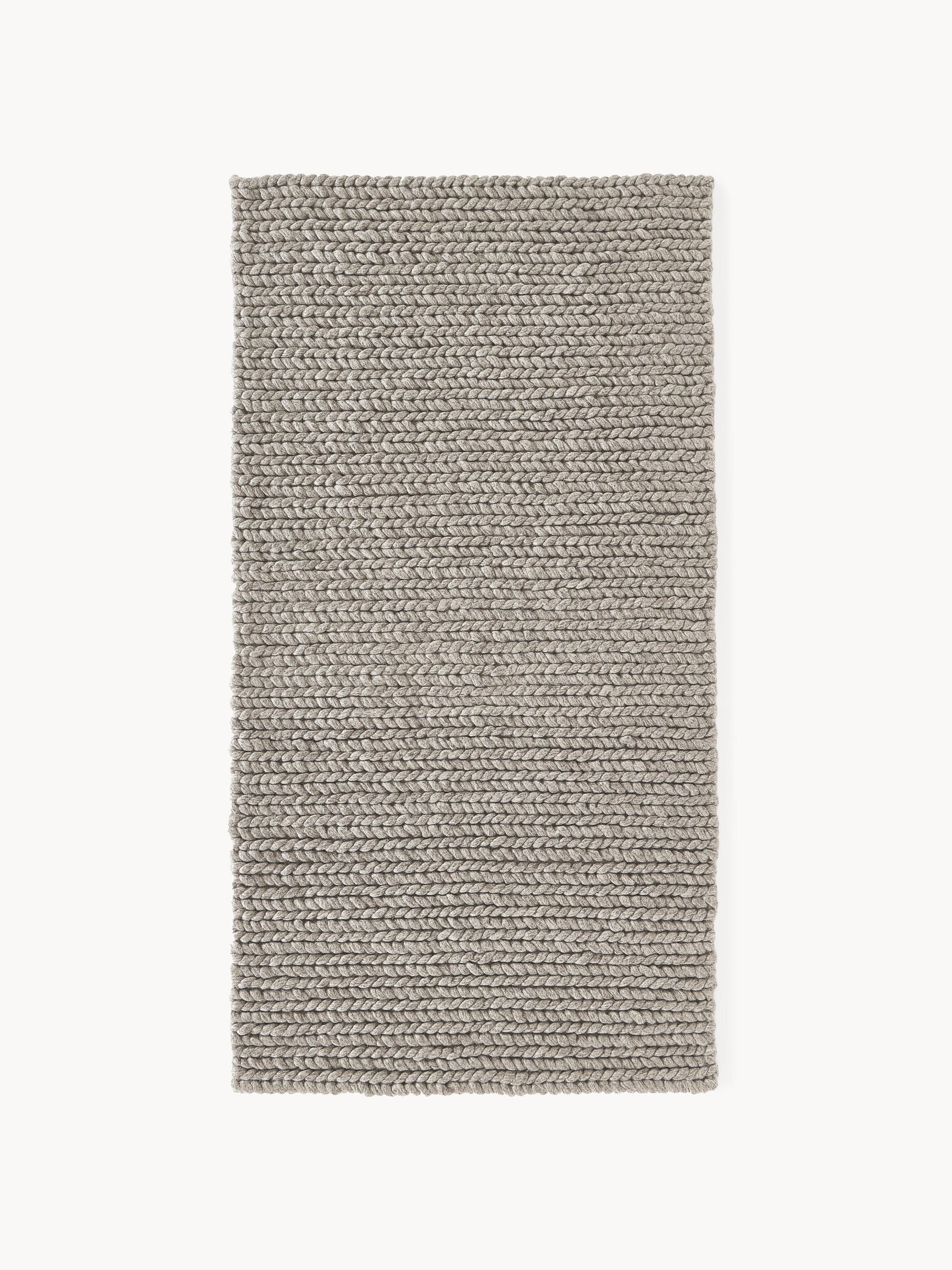 Galeriebild 1 - Handgefertigter Wollteppich Bruna mit geflochtener Struktur