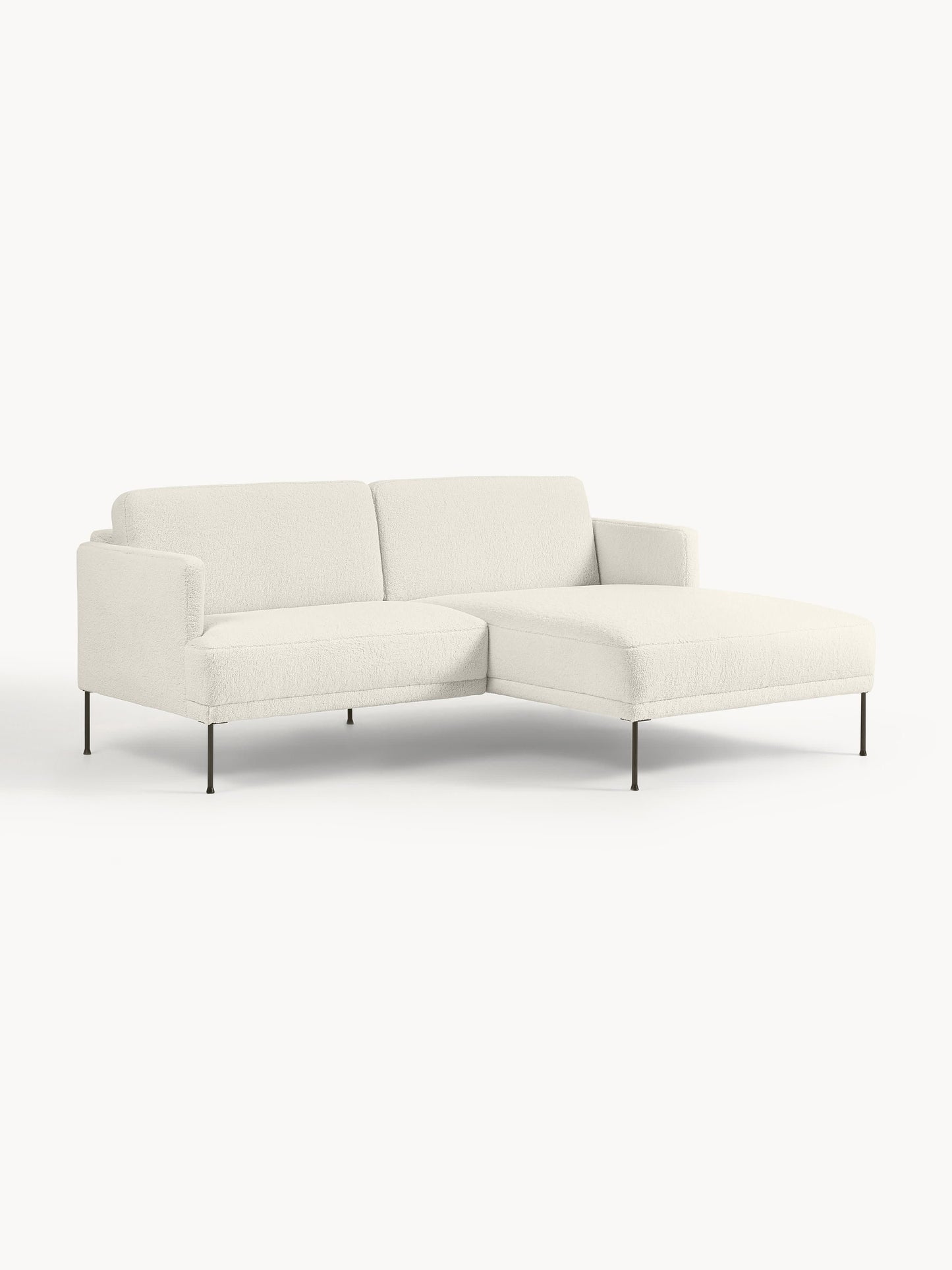 Kleines Ecksofa Fluente aus Teddystoff