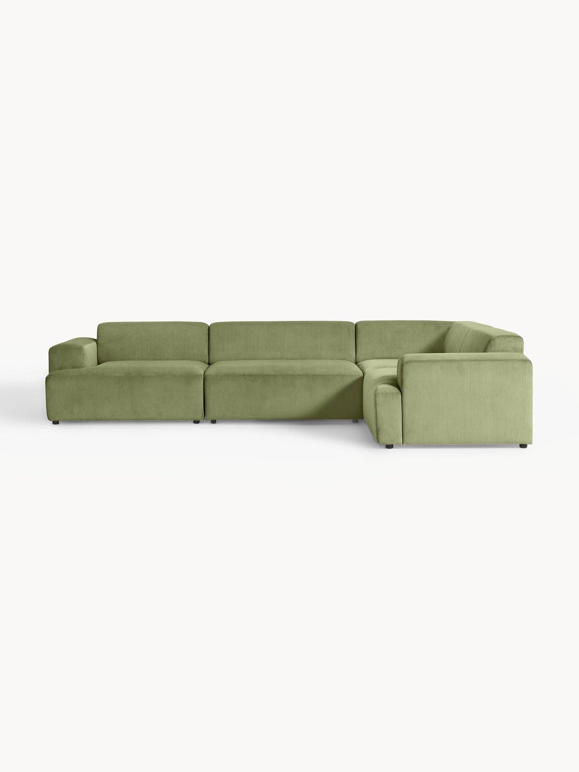 Großes Cord-Ecksofa Melva (4-Sitzer)
