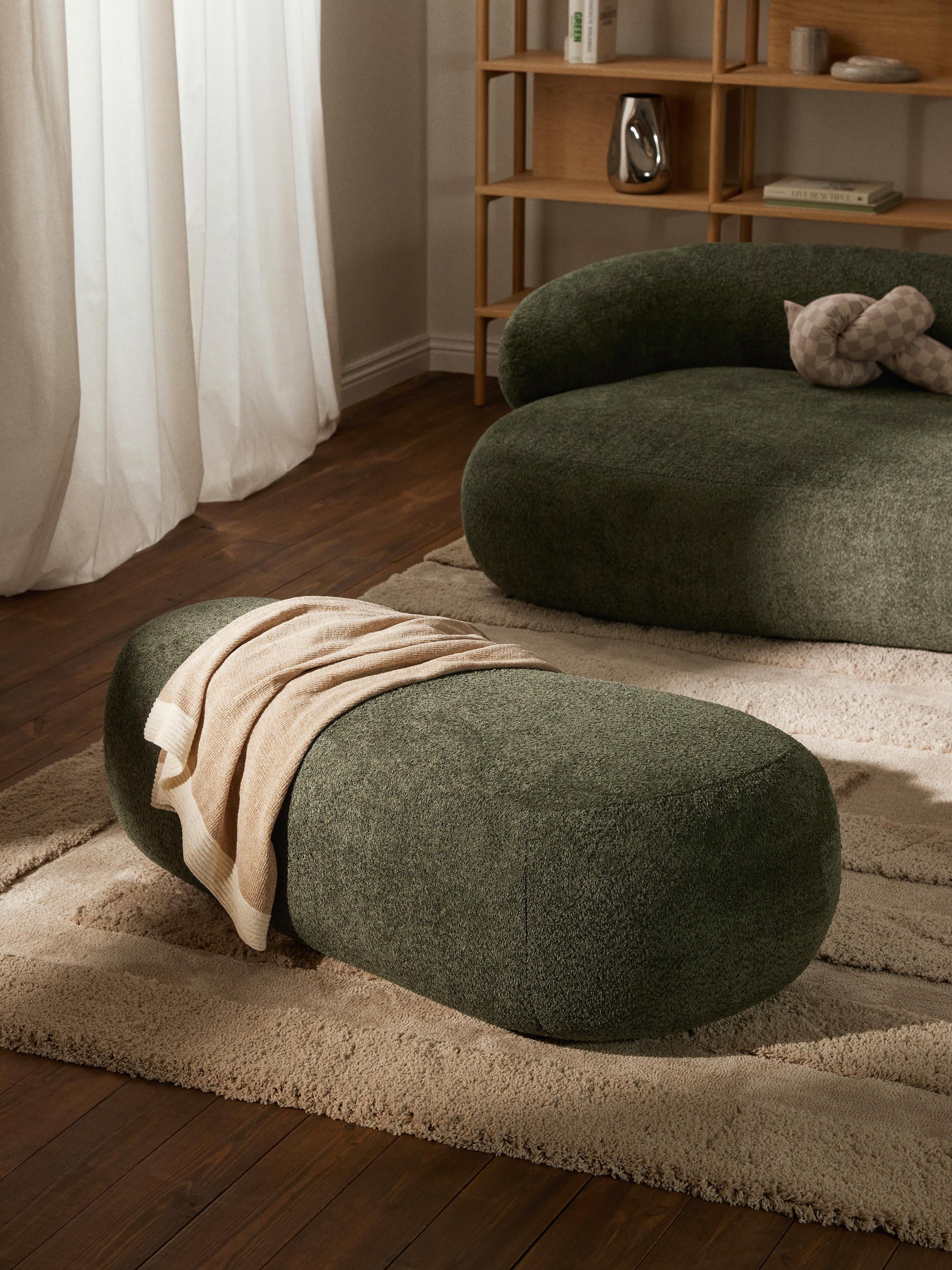 XL-Hocker Alba aus Teddy-Bouclé