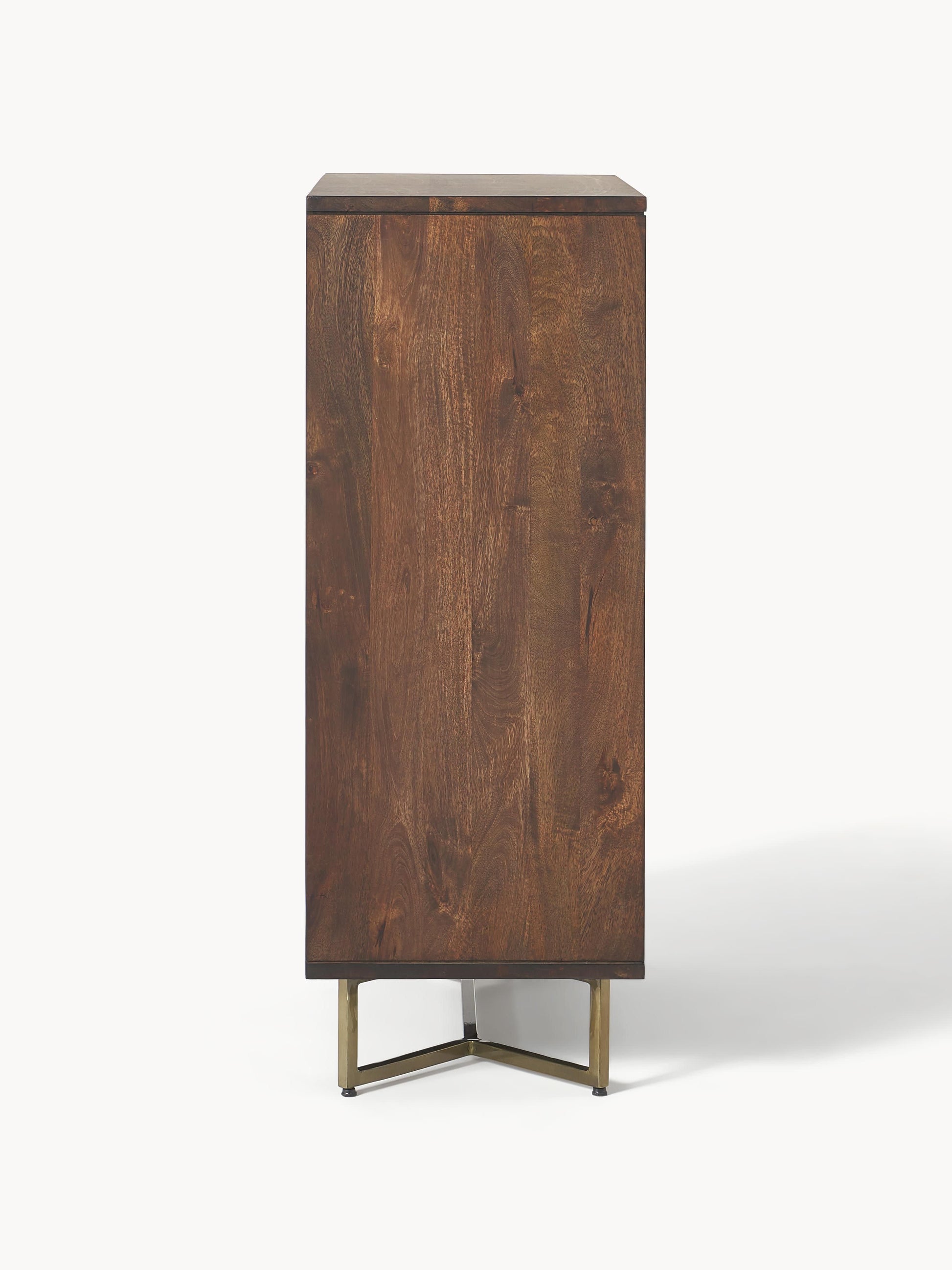 Highboard Luca aus Mangoholz mit Fischgrät-Muster