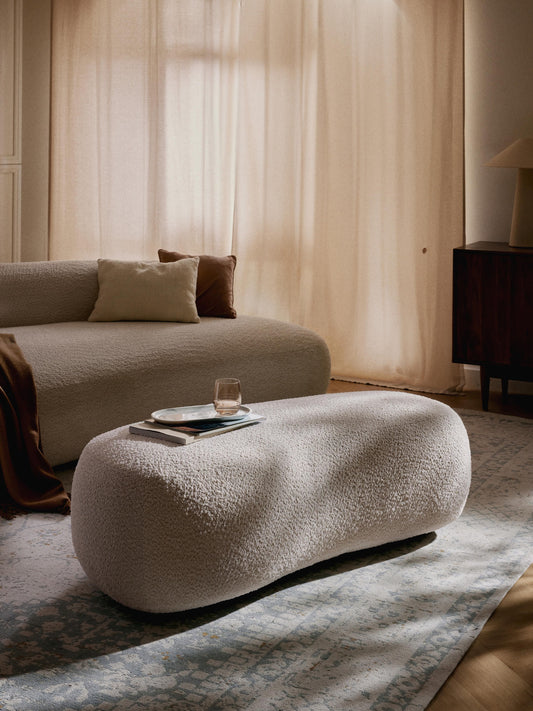 XL-Hocker Alba aus Teddy-Bouclé