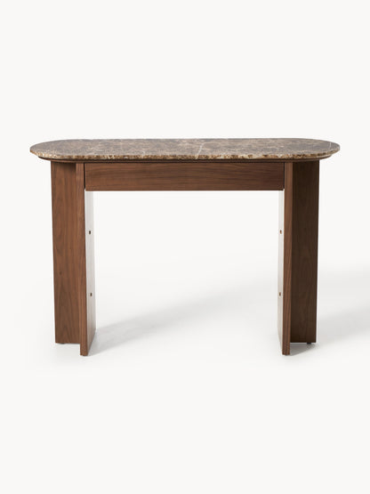 Holz-Konsole Zumi mit Marmorplatte und Schublade