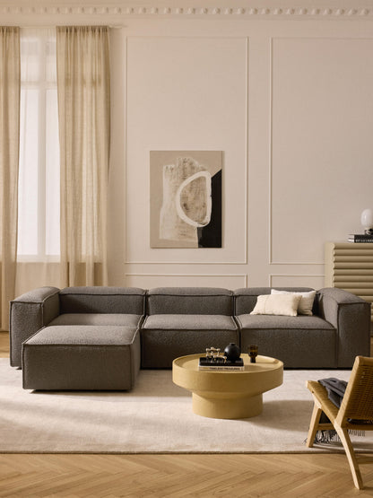 Modulares Sofa Lennon (4-Sitzer) aus Bouclé mit Hocker (links/rechts)