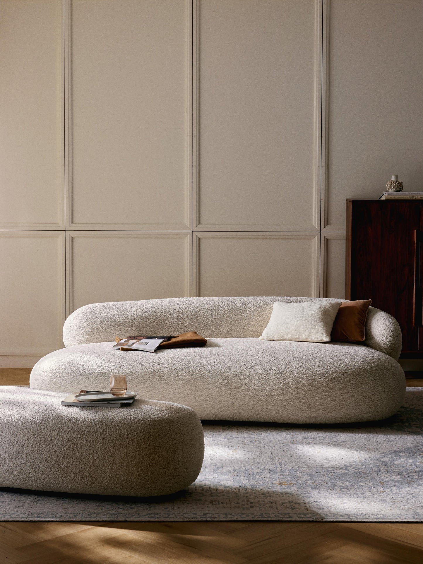 Sofa Alba (3-Sitzer) aus Teddy-Bouclé