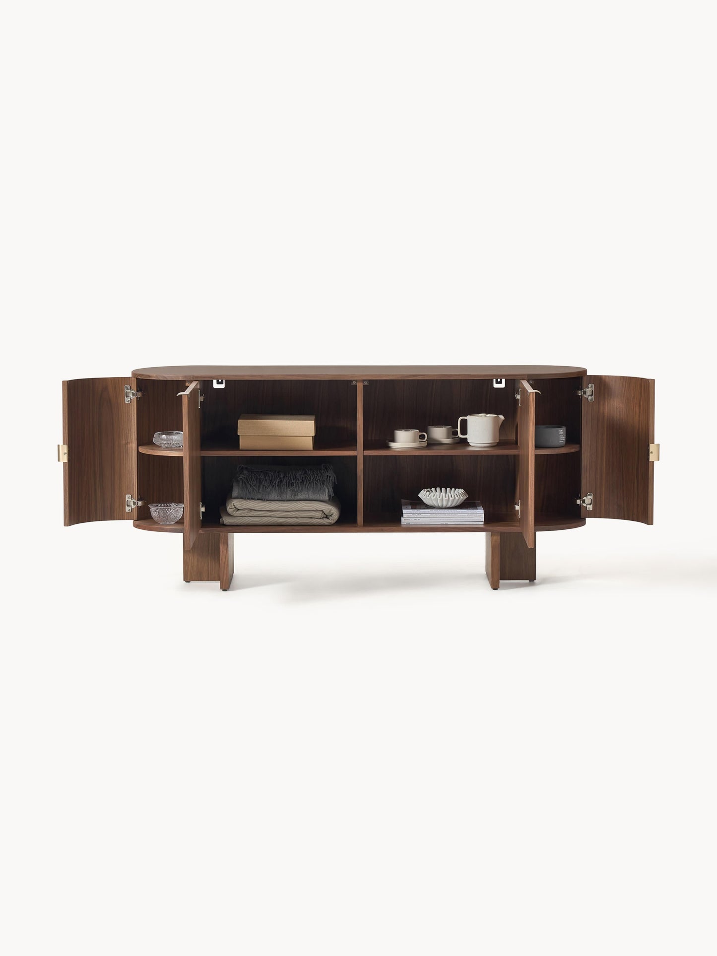 Holz-Sideboard Zumi mit abgerundeten Ecken