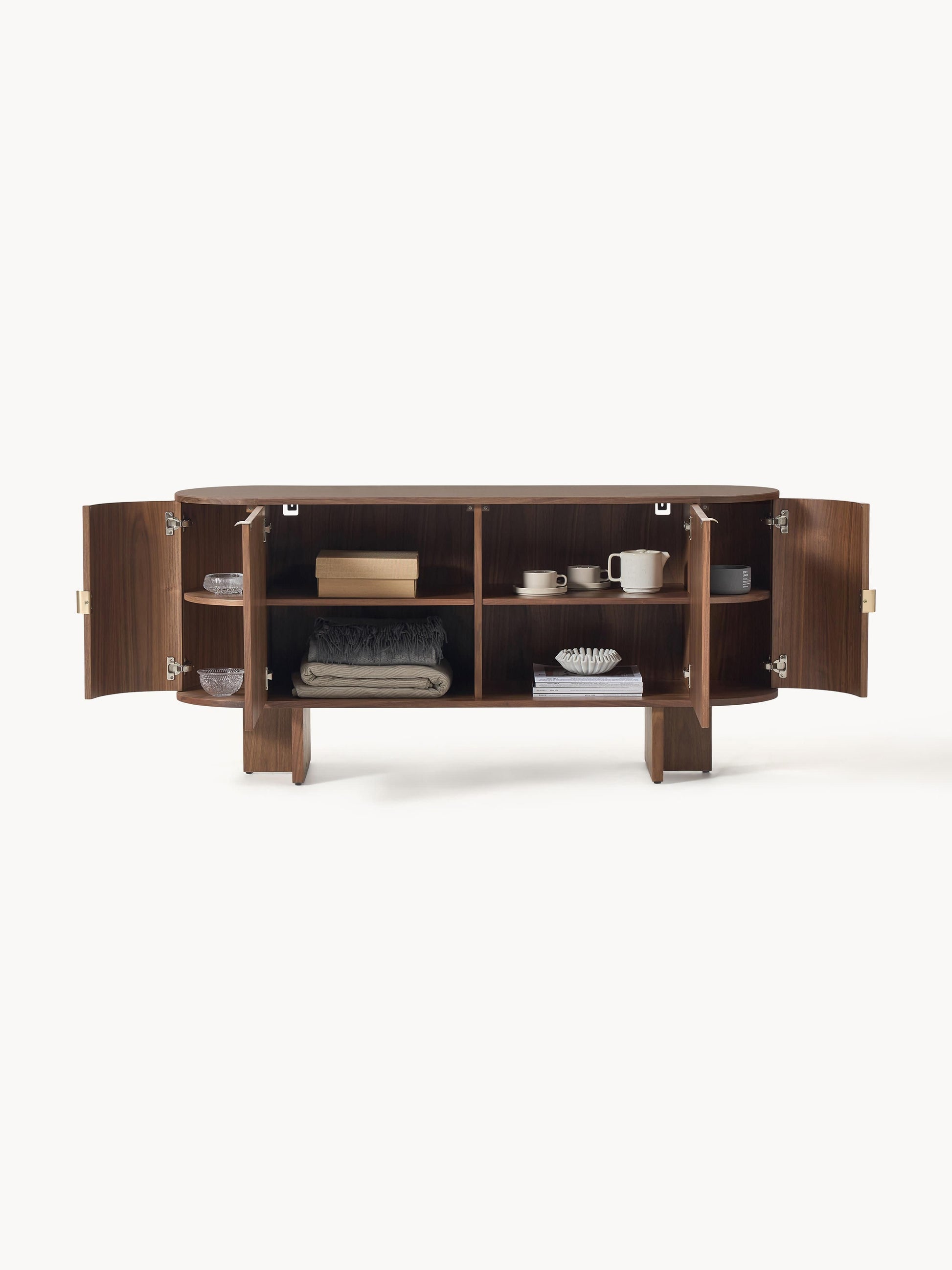 Holz-Sideboard Zumi mit abgerundeten Ecken