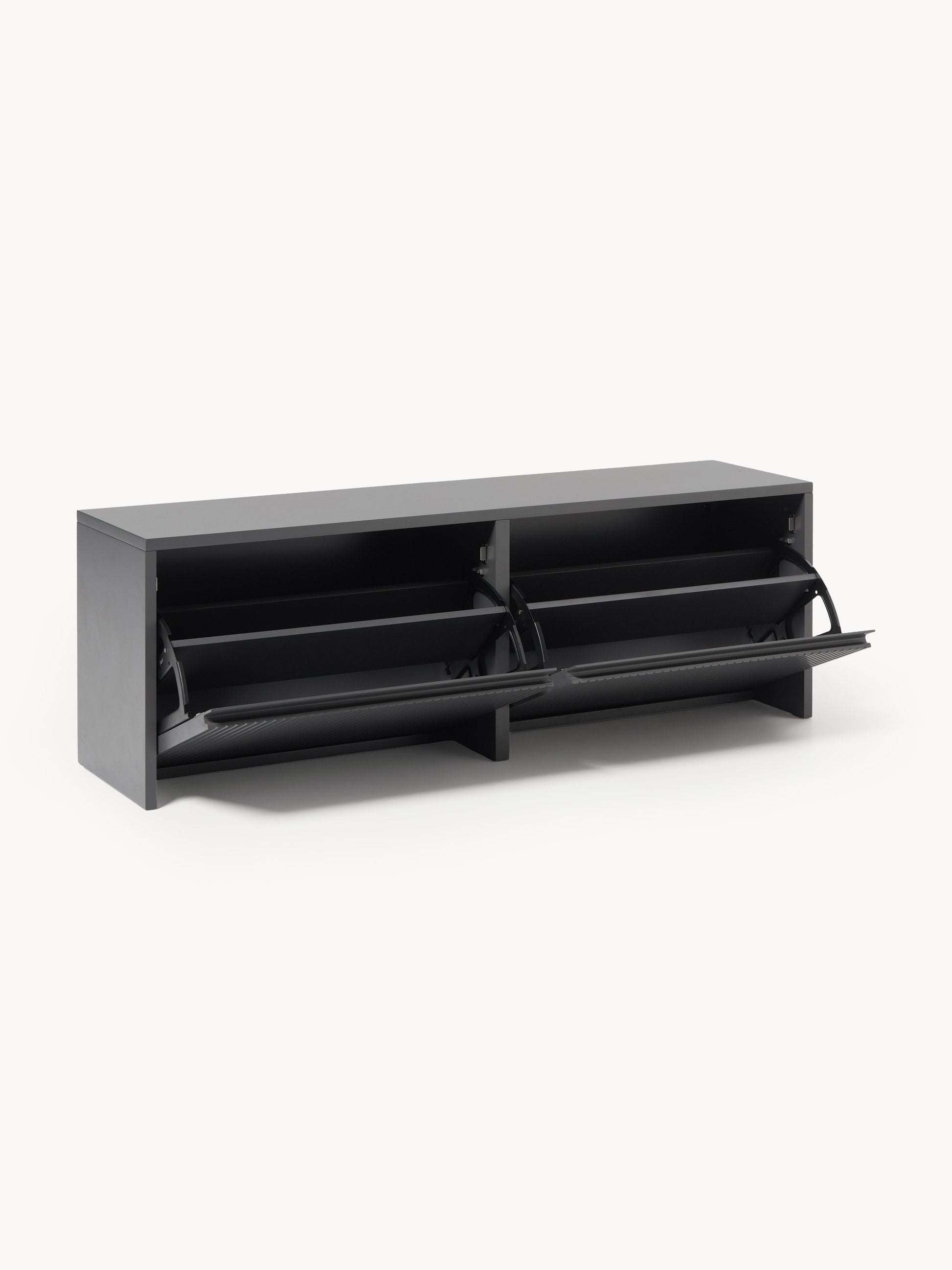Wand-Schuhschrank Shea mit Klappfächern und geriffelter Front