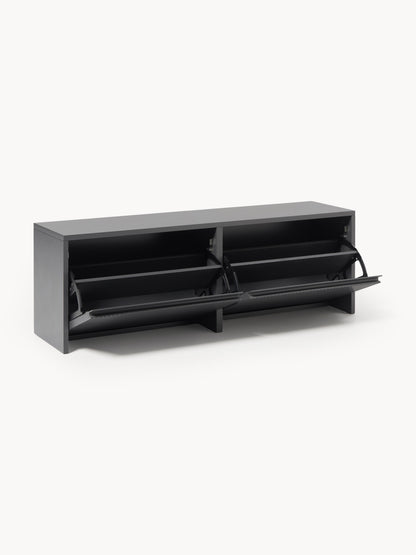 Wand-Schuhschrank Shea mit Klappfächern und geriffelter Front