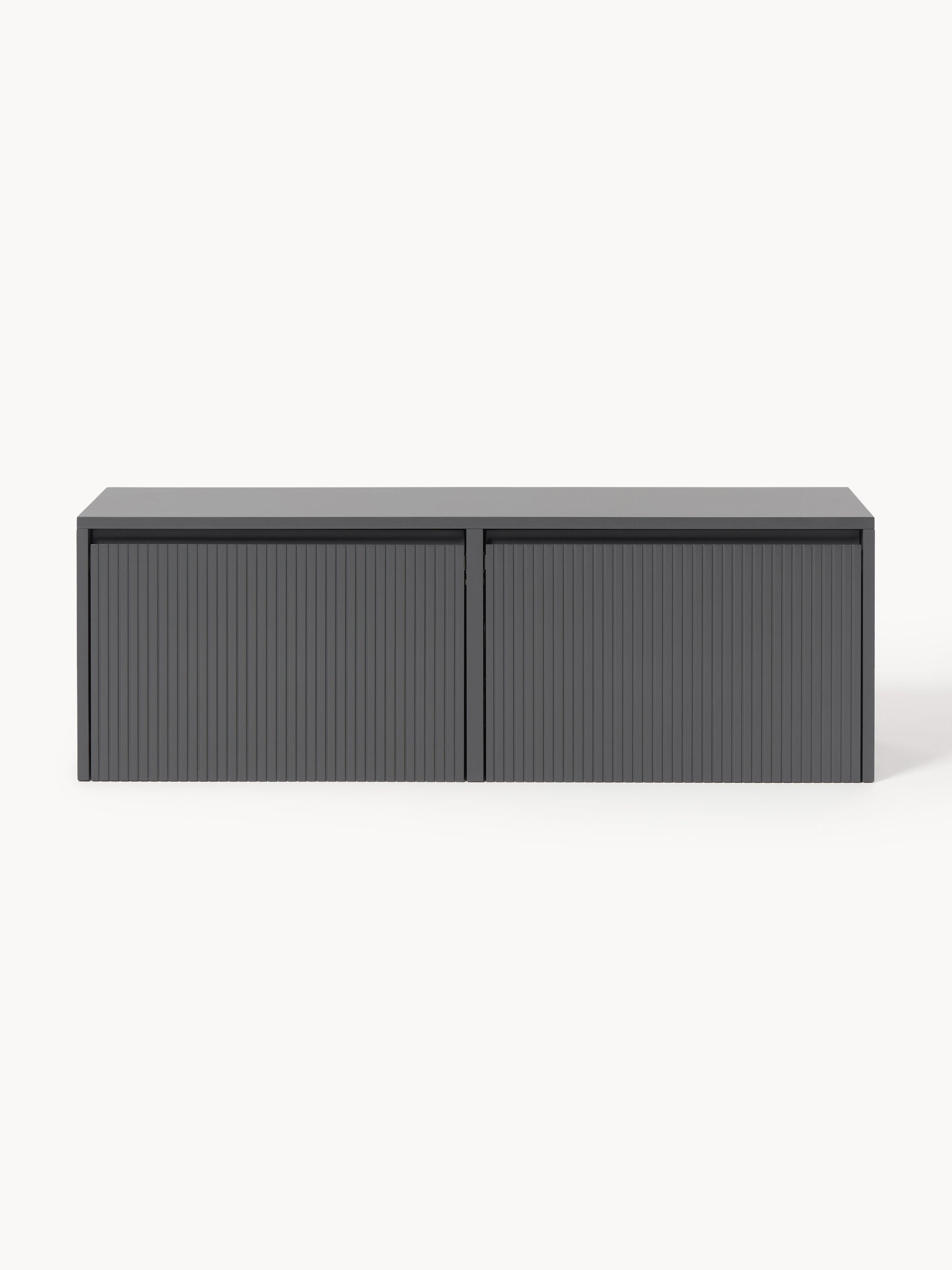 Wand-Schuhschrank Shea mit Klappfächern und geriffelter Front