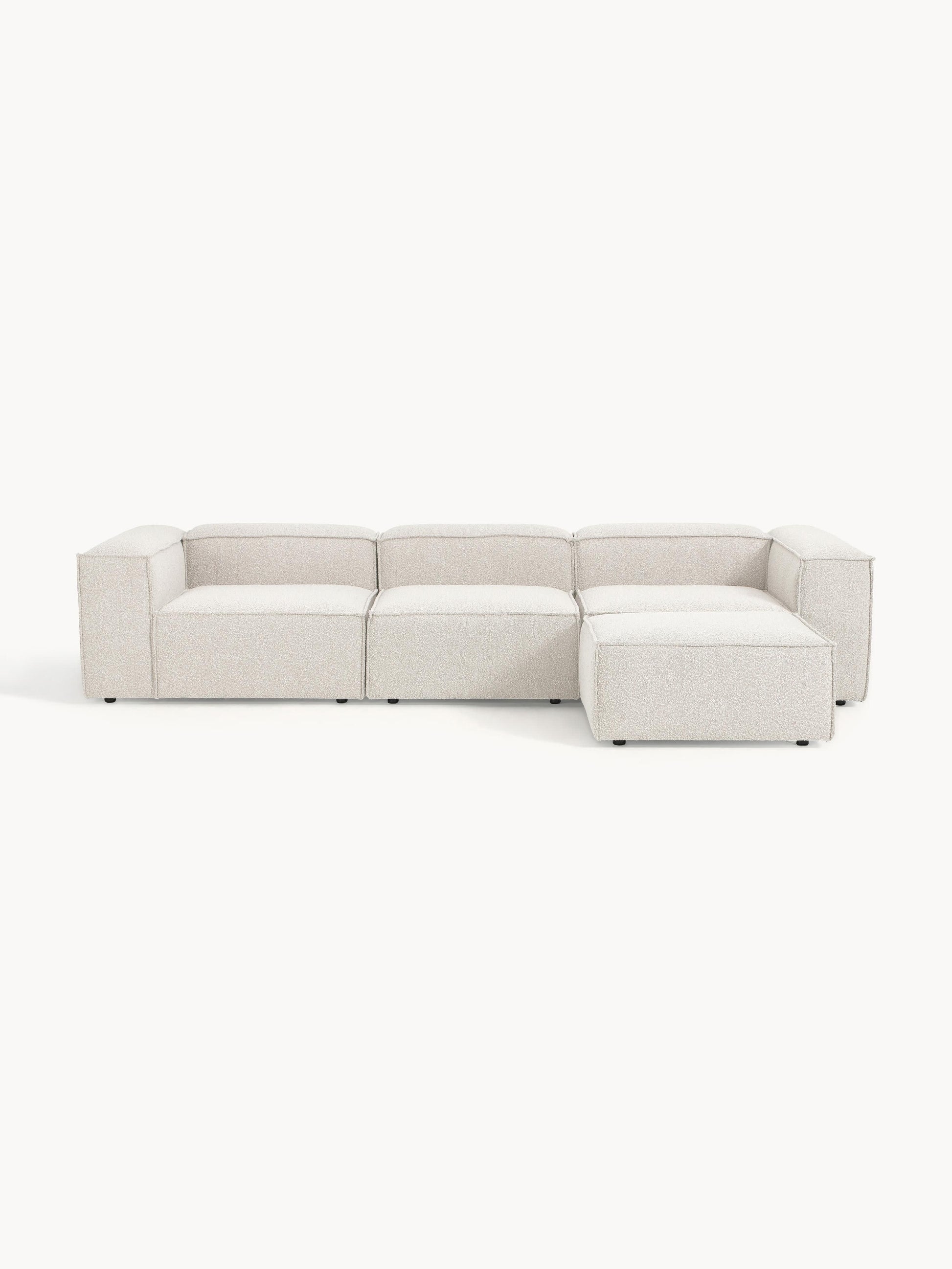 Galeriebild 1 - Modulares Sofa Lennon (4-Sitzer) aus Bouclé mit Hocker (links/rechts)