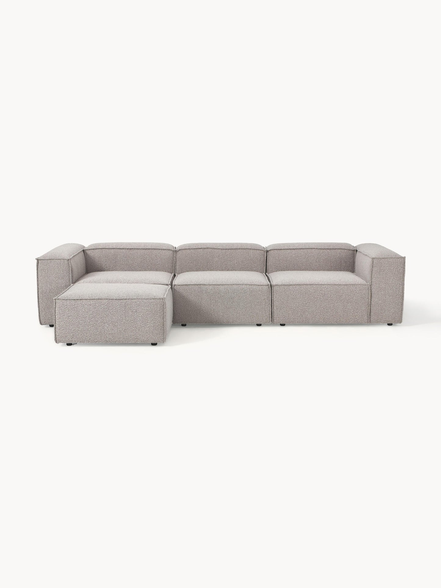Modulares Sofa Lennon (4-Sitzer) aus Bouclé mit Hocker (links/rechts)