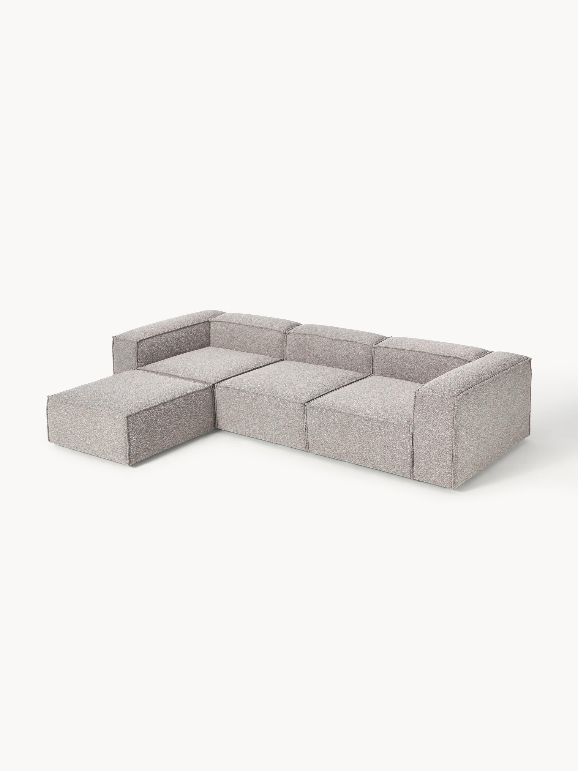 Modulares Sofa Lennon (4-Sitzer) aus Bouclé mit Hocker (links/rechts)