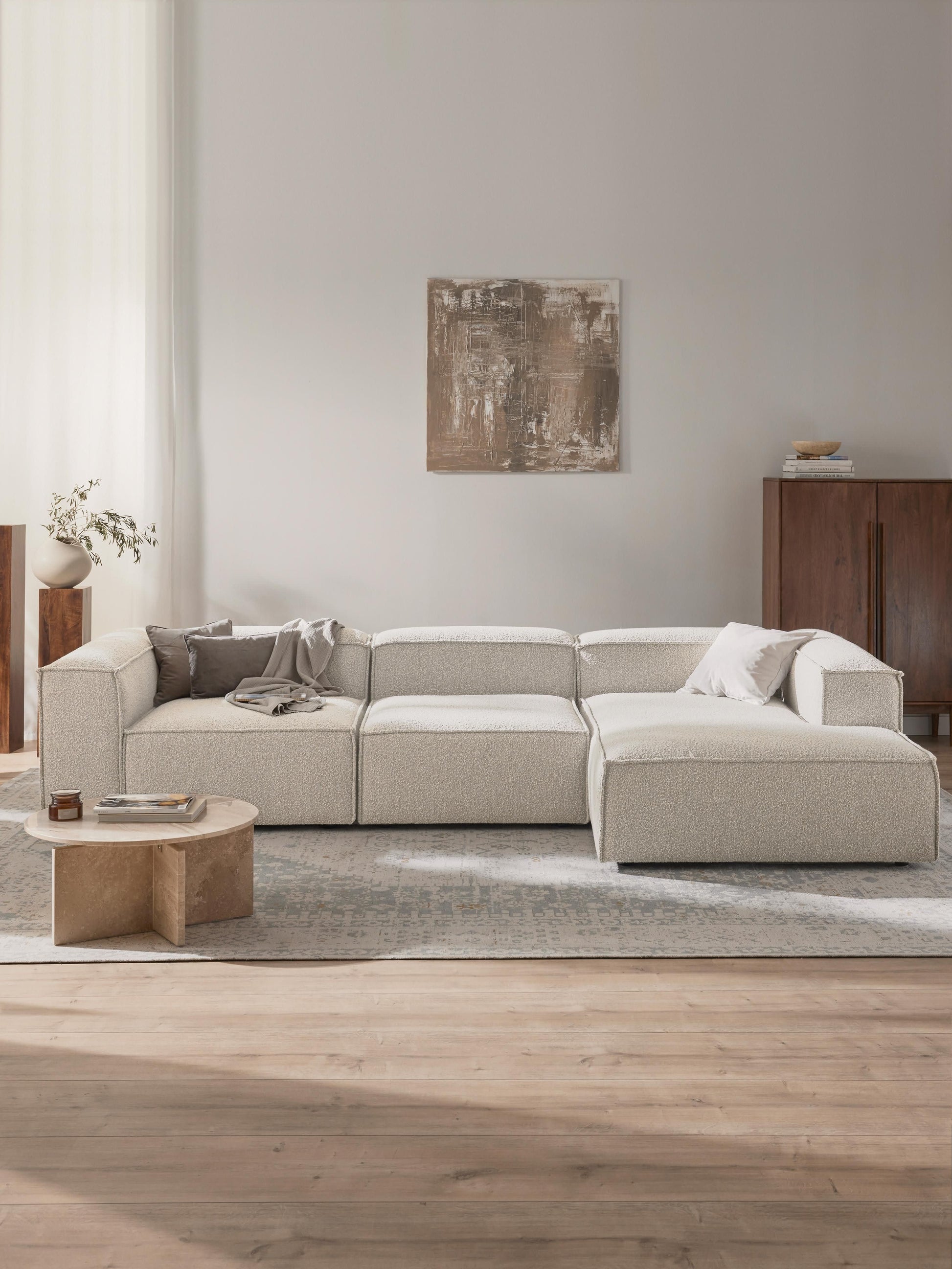 Modulares Bouclé-Ecksofa Lennon (4-Sitzer)