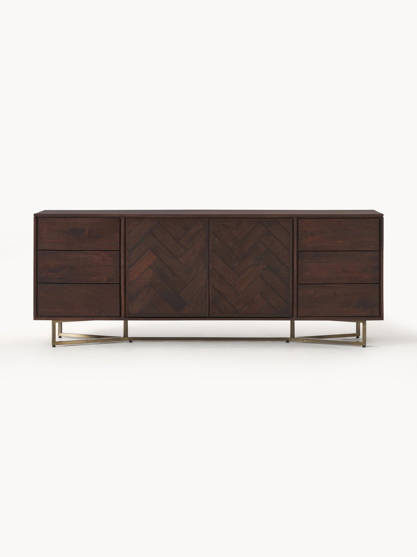 XL-Sideboard Luca aus Mangoholz mit Fischgrät-Muster