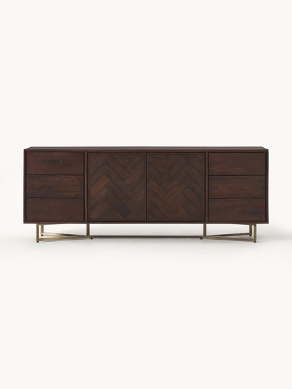 XL-Sideboard Luca aus Mangoholz mit Fischgrät-Muster