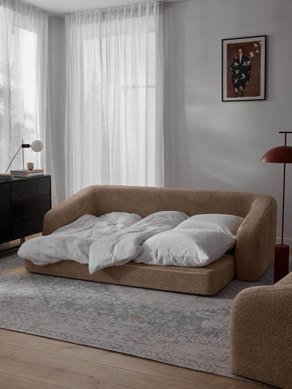 Schlafsofa Eliot (3-Sitzer) aus Teddy-Bouclé
