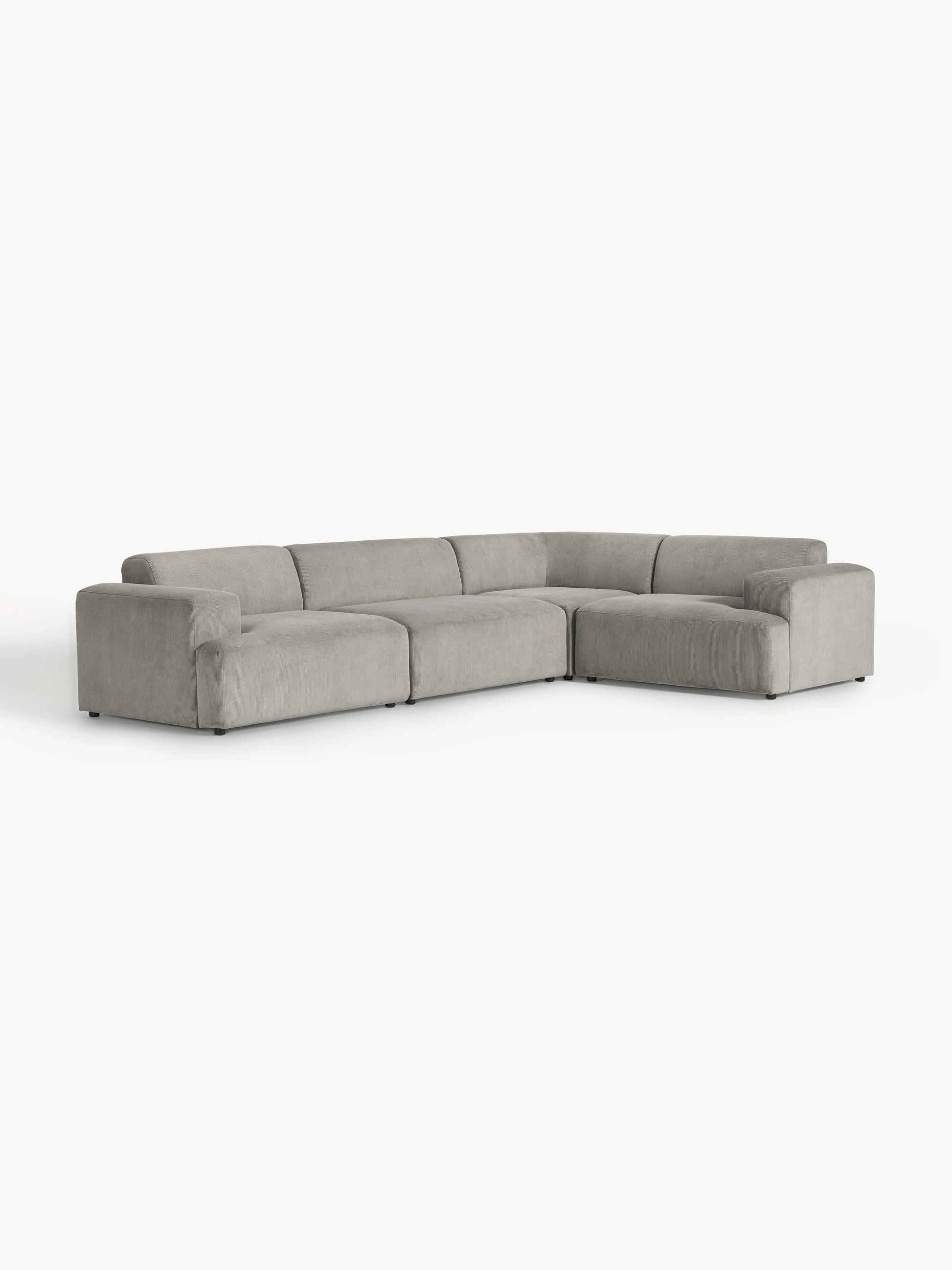 Großes Cord-Ecksofa Melva (4-Sitzer)